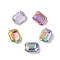 Glass Rhinestone Cabochons, Flat Back & Back Plated, Faceted, Rectangle, Mixed Color, 10x8x5mm