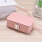 PU Imitation Leather Jewelry Organizer Box, with Wood Inside, Velvet Covered, Portable Jewelry Storage Case, for Ring, Earrings and Necklace, Pearl Pink, 12x7.5x4cm