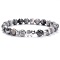 Ethnic Style Antique Silver Tone Alloy Elephant & Round Natural Map Stone Beaded Stretch Bracelets for Women Men