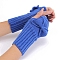 Acrylic Fibers Bowknot Knitting Fingerless Gloves, Arm Warmer, Winter Warm Gloves with Thumb Hole, Dodger Blue, 200x70mm