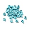 Opaque Acrylic Beads, Large Hole Beads, Flat Round with Letter A~Z, Cyan, 7x5mm, Hole: 2.5mm, about: 3333pcs/500g