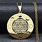 304 Stainless Steel Necklaces, Flat Round with Flower of Life Pendant Necklaces, Golden, 19.76 inch(50.2cm)