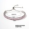 Brass Light Padparadscha Rhinestone Box Chain Slider Bracelets for Women, Platinum, 10-1/4 inch(26cm)