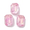 Glass Rhinestone Cabochons, Point Back & Back Plated, Faceted, Rectangle, Light Rose, 10x14x5mm