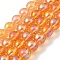 Transparent Electroplate Glass Beads Strands, Pearl Luster Plated, Round, Orange, 8mm, Hole: 1mm, about 50pcs/strand, 14.96''(38cm)