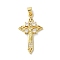 Brass Micro Pave Cubic Zirconia Pendants, Cross, Real 18K Gold Plated, 32x18.5x4.5mm, Hole: 4x3.5mm