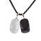 304 Stainless Steel Box Chains, Natural Black Agate and Quartz Crystal Pendant Necklaces, Black, 20.24 inch(51.4cm)