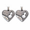 Alloy Pendants, with Crystal Rhinestone, Cadmium Free & Nickel Free & Lead Free, Heart with Word Love, Gray, 27x26x4mm, Hole: 4x6mm