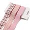 Polyester & Polycotton Ribbons Sets, for Bowknot Making, Gift Wrapping, Pink, 1 inch(25mm), 3 styles, about 3 Yards/Style, 9 Yards/Set