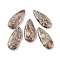 Dyed Synthetic Imperial Jasper Pendants, Teardrop Charms, Tan, 35x15x6mm, Hole: 1.2mm