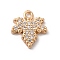 Brass Micro Pave Cubic Zirconia Charms, Leaf Shape, Clear, 11.5x10.5x2mm, Hole: 1.5mm