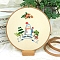 Christmas Theme Embroidery Kits, Including Embroidery Cloth & Thread, Needle, Instruction Sheet, Penguin, 220x150mm