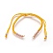 Nylon Cord Braided Bead Bracelets Making, with Brass Beads, Long-Lasting Plated, Real Rose Gold Plated, Gold, 10-1/4 inch~11-5/8 inch(26~29.6cm)