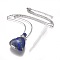 Natural Lapis Lazuli Openable Perfume Bottle Pendant Necklaces, with Stainless Steel Cable Chain and Plastic Dropper, Heart, 50~55cm, Bottle Capacity: 0.15~0.3ml(0.005~0.01 fl. oz), 2mm