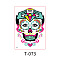 Heat Tranfer Printing Luminous Body Art Face Tattoo Sticker, Skull, for Halloween, Colorful, 21x15cm