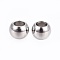 Tarnish Resistant 202 Stainless Steel Stopper Beads, Round, Stainless Steel Color, 3x2mm, Hole: 1.5mm