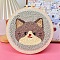 DIY Punch Embroidery Beginner Kits for Beginners, including Embroidery Fabric & Hoop & Yarn, Punch Needle Pen, Instruction, Cat Shape, 200mm