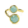 Round Natural Gemstone Open Cuff Rings RJEW-C087-02G-3