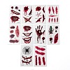 10Pcs 10 Style Halloween Horror Realistic Bloody Wound Stitch Scar Removable Temporary Water Proof Tattoos Paper Stickers AJEW-G048-01-1
