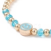 5Pcs 5 Colors Alloy Enamel Smiling Face & Brass & Glass Beaded Stretch Bracelets Set for Women BJEW-JB08774-5