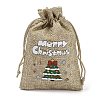 Christmas Printed Burlap Packing Pouches Drawstring Bags ABAG-Q053-02A-03-3