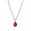 Glass Oval Pendant Necklaces NJEW-JN04928-1