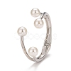 Alloy Wire Wrap with Plastic Pearl Cuff Bangle BJEW-K223-08P-1