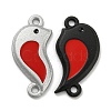 Spray Painted Alloy Couple Heart Connector Charms PALLOY-K018-02-3