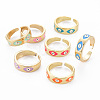 Real 16K Gold Plated Brass Enamel Cuff Rings RJEW-N037-001-NF-1