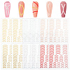 Olycraft 12Pcs 6 Colors Imitation Metal Line Nail Art Stickers MRMJ-OC0003-93-1