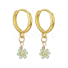 Glass Flower Dangle Hoop Earrings EJEW-JE05191-3