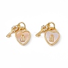 Natural Shell Heart Charms with Key KK-E068-VC093-2