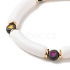 Acrylic Chunky Curved Tube Beaded Stretch Bracelet with Heart for Women BJEW-JB07586-01-5