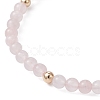 5Pcs 5 Style Natural Rose Quartz & Brass Beaded Stretch Bracelets Set for Women BJEW-JB09663-02-4