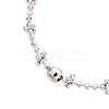 Rhodium Plated 925 Sterling Silver Ball Link Chain Necklaces NJEW-N054-16P-3