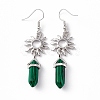 Synthetic Malachite Bullet with Sun Dangle Earrings EJEW-I276-01P-05-3