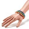3Pcs 3 Colors Natural Aventurine Round Beaded Stretch Bracelets Set with Curved Tube BJEW-JB07719-4