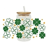 Saint Patrick's Day Theme PET Clear Film Clover Rub on Transfer Stickers for Glass Cups PW-WG36251-04-1