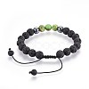 Natural Lava Rock and Non-Magnetic Synthetic Hematite Beads Braided Bead Bracelets BJEW-JB03975-04-3
