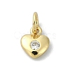 Heart Theme Brass Micro Pave Cubic Zirconia Charms KK-H475-56G-08-1