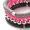 Synthetic Hematite & Polymer Clay Heishi Beads Stretch Bracelets Set BJEW-JB07446-4