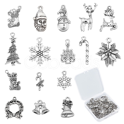 SUNNYCLUE 64Pcs 16 Style Tibetan Style Alloy Pendants FIND-SC0002-61-1