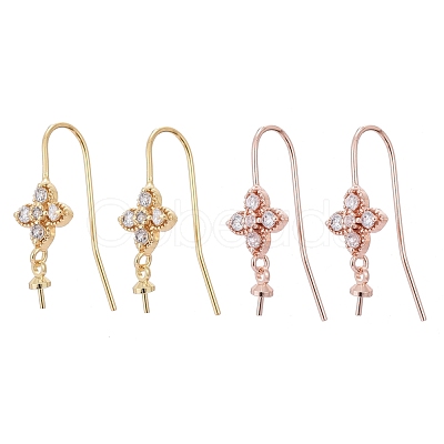 Brass Micro Pave Cubic Zirconia Earring Hooks KK-K244-34-1