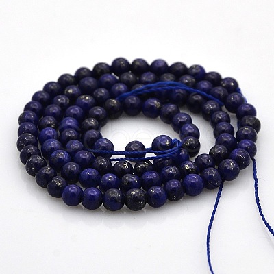 Dyed Natural Lapis Lazuli Round Beads Strands G-N0120-01-4mm-1