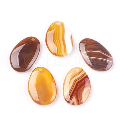 Natural Striped Agate Pendants G-P381-C-1