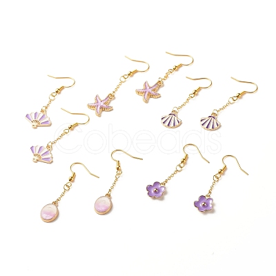 Alloy Enamel Charm Dangle Earrings EJEW-JE04835-1