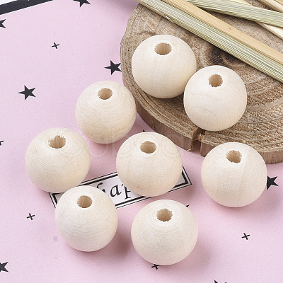 Unfinished Natural Wood Beads X-WOOD-S651-A20mm-LF-1