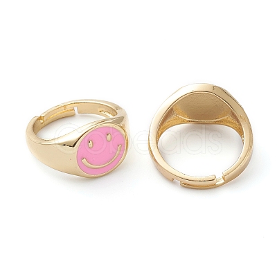 Adjustable Brass Enamel Finger Rings RJEW-Z006-E-05-1