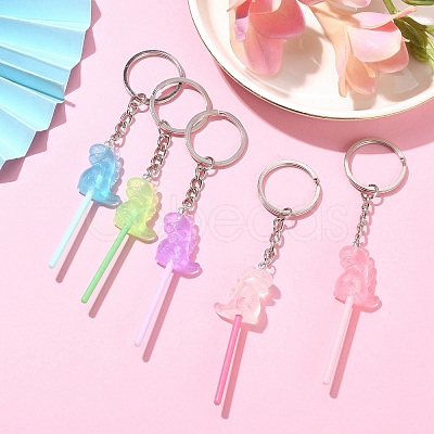 Resin Dinosaur Lollipop Pendant Keychain KEYC-JKC00522-01-1