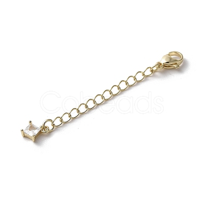 Brass Micro Pave Clear Cubic Zirconia Chain Extender KK-G491-52D-G-1